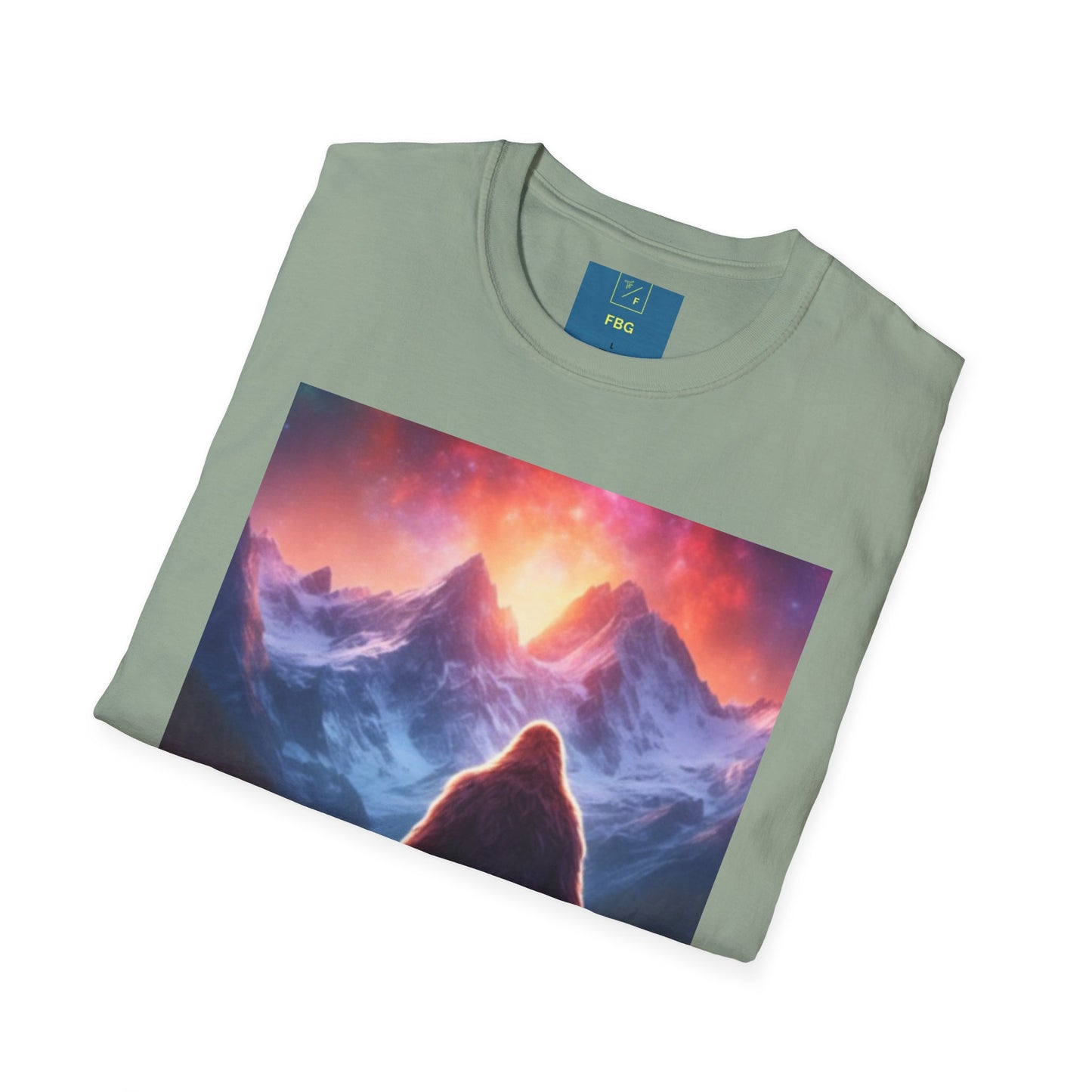 Big Foot, Adventure, Mountain, Norther Lights, Unisex Softstyle T-Shirt for the wild at heart.